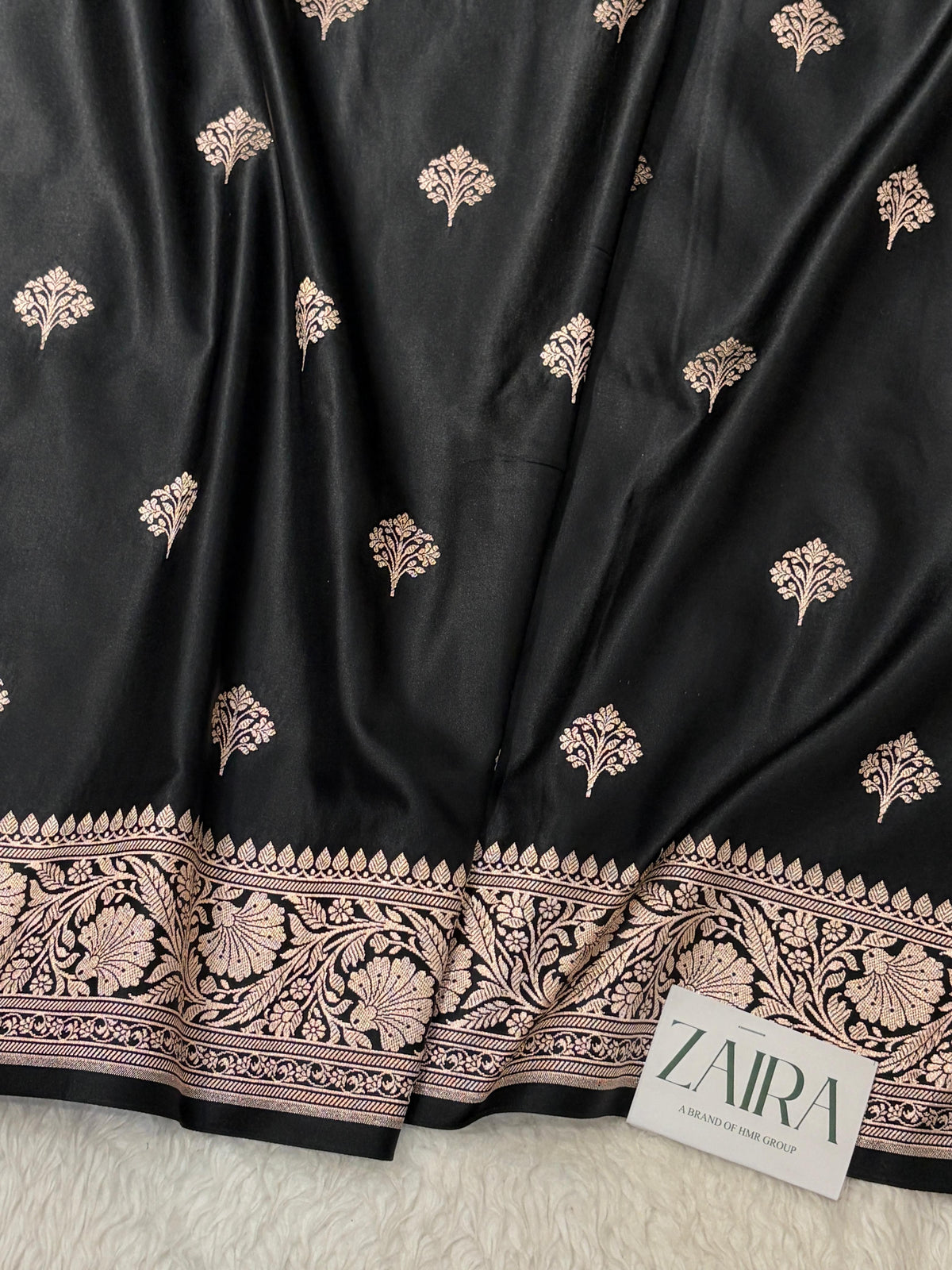 Black Shades Banarasi Boota Pattern Floral Mashru Silk Saree MSM-150
