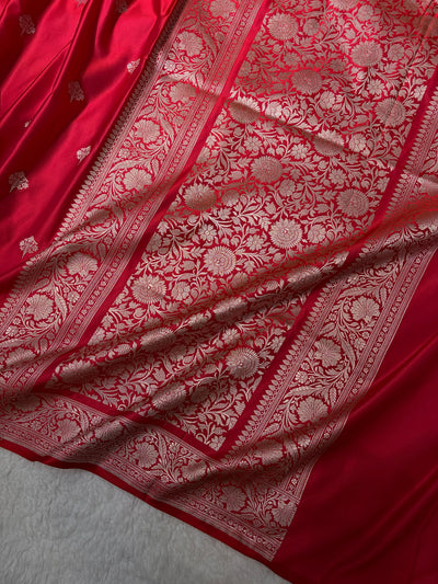 Red Shades Banarasi Boota Pattern Floral Mashru Silk Saree MSM-150
