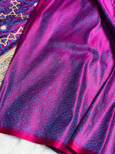 Banarasi Premium Cross Purple Satin Katan with Tanchoi Pattern SK164