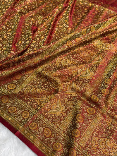 Maroon Jamawar Tanchoi Katan Silk Saree SKTM-28