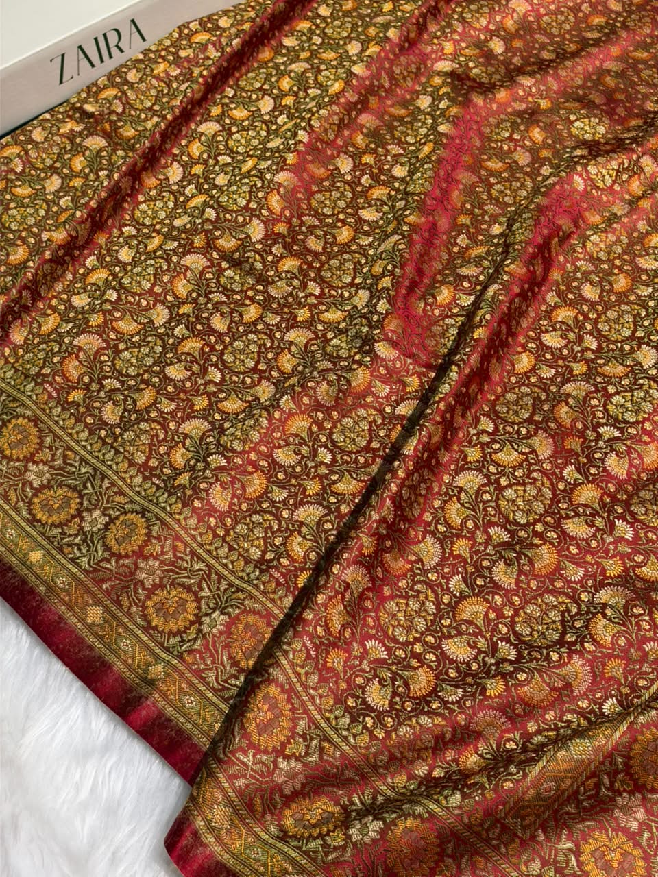 Maroon Jamawar Tanchoi Katan Silk Saree SKTM-28