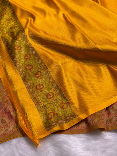Yellow Jamawar Tanchoi Katan Silk Saree SKTM-28