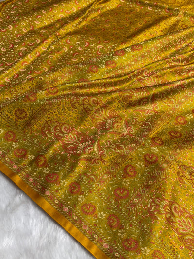 Yellow Jamawar Tanchoi Katan Silk Saree SKTM-28