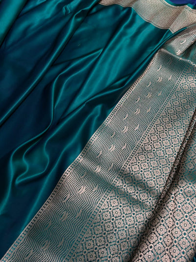 Rama Shades Ghat Pattern Satin Katan Silk Saree MSM-144