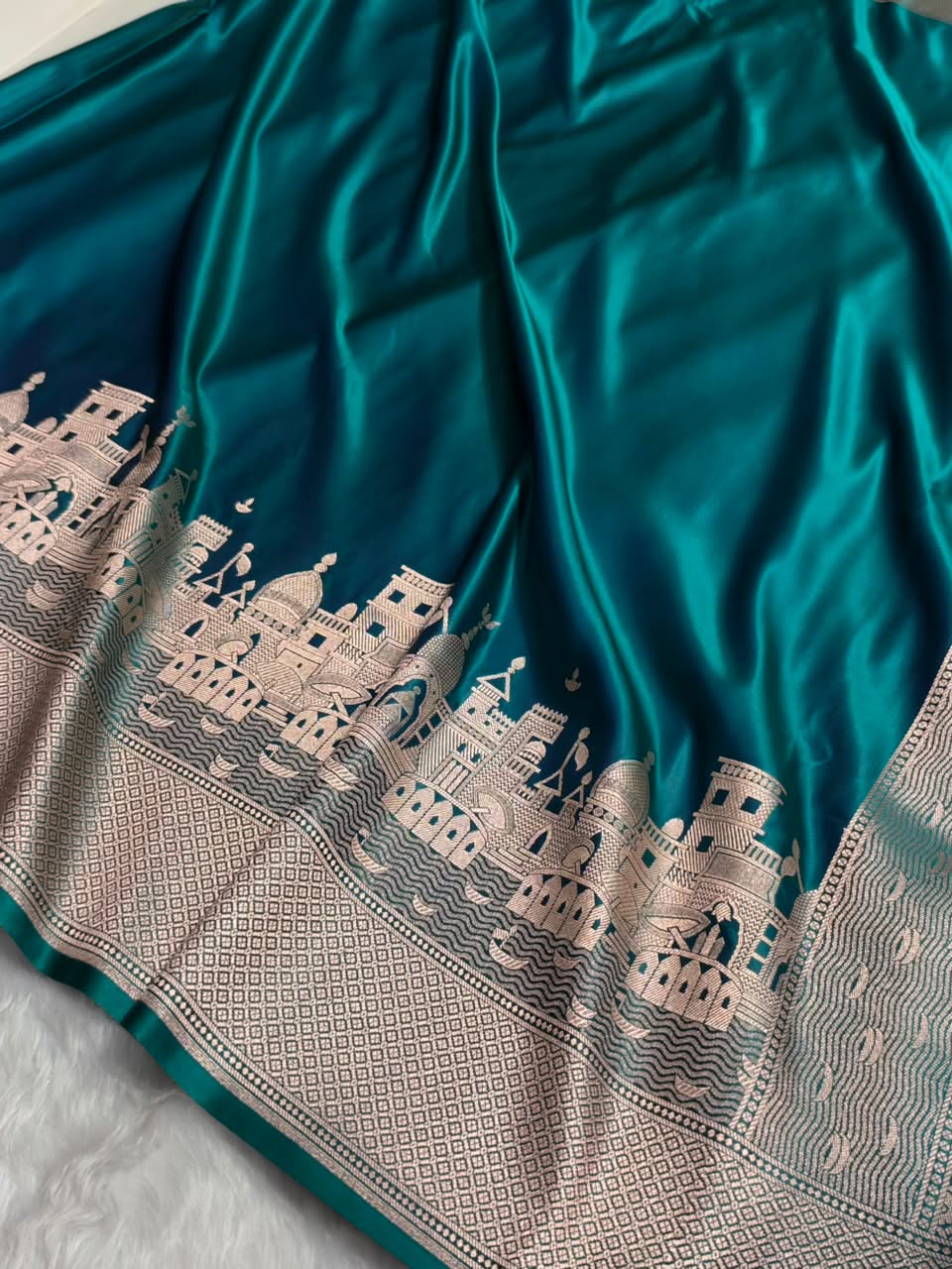 Rama Shades Ghat Pattern Satin Katan Silk Saree MSM-144