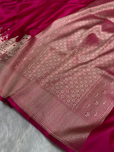 Pink Shades Ghat Pattern Satin Katan Silk Saree MSM-144