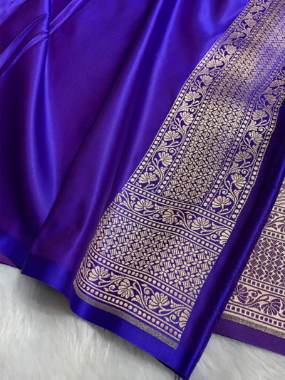 Royal Blue Shades Ghat Pattern Satin Katan Silk Saree MSM-144