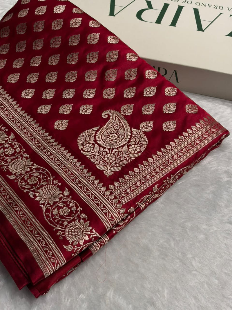 Red Shades Banarasi Boota Pattern Floral Mashru Silk Saree MSM-151