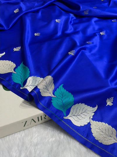 Royal Blue Shades Banarasi Booti Pattern Mashru Silk Saree MSM-136