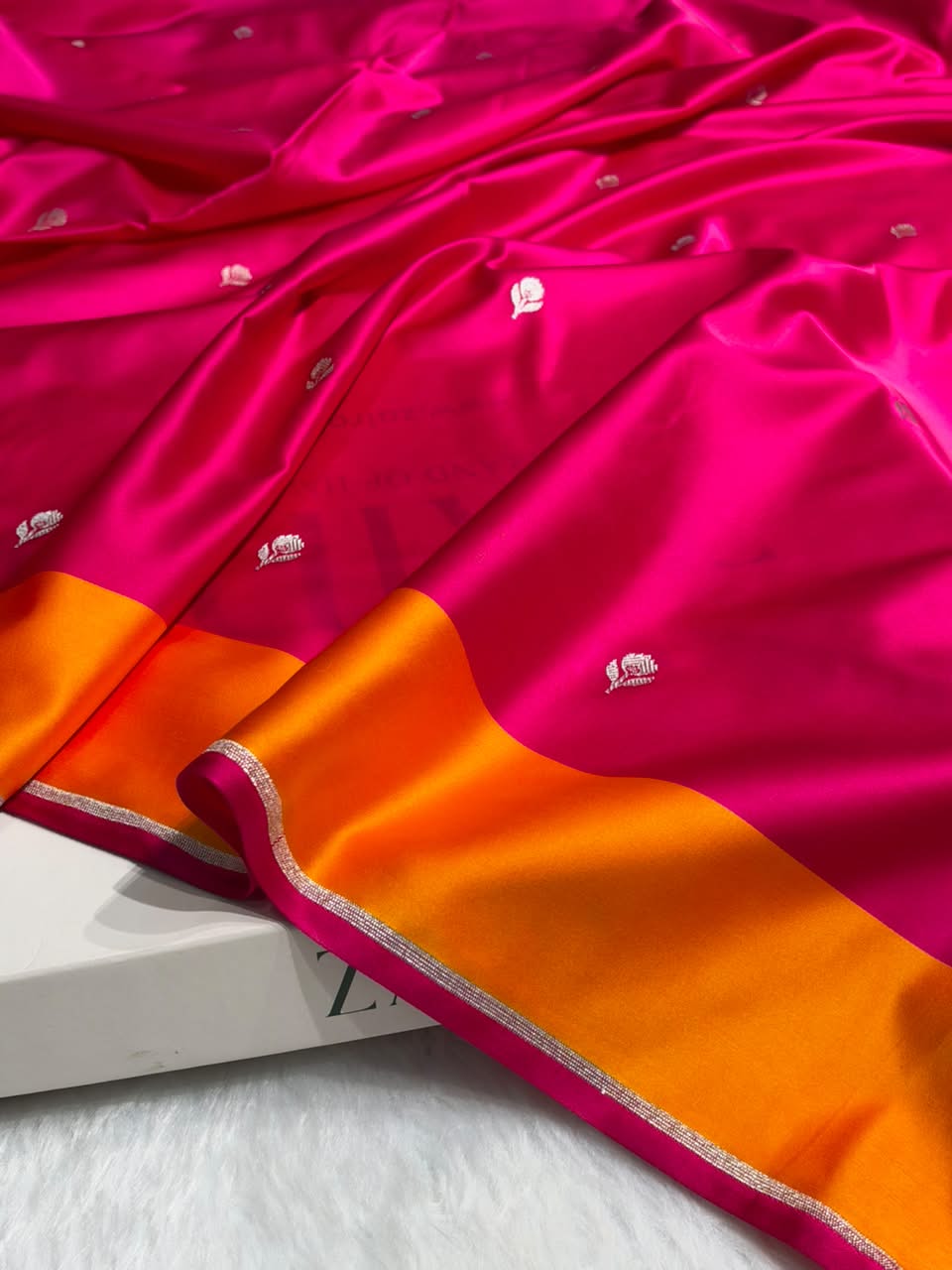Pink With Yellow Shades Border Banarasi Booti Pattern Mashru Silk Saree MSM-141