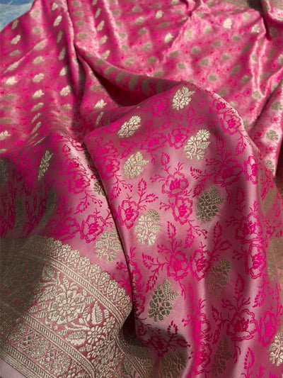 Baby Pink Shades Tanchoi Motif Mashru Silk Saree MST-10