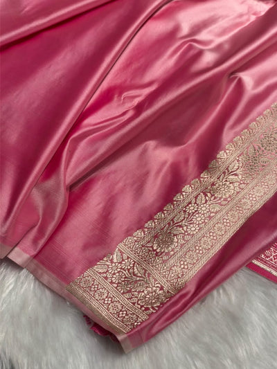 Baby Pink Shades Tanchoi Motif Mashru Silk Saree MST-10