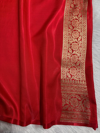 Satin Silk Booti in Sea Green With Red Shades SS01