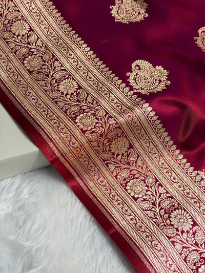 Banarasi Light Weight Satin Silk Rani Pink Shades SS71