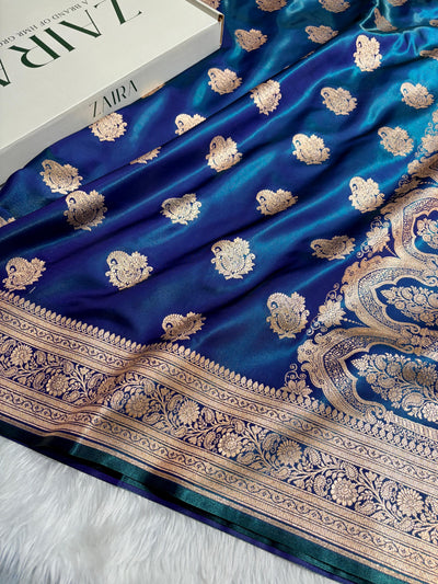 Banarasi Light Weight Satin Silk Peacock Shades SS71
