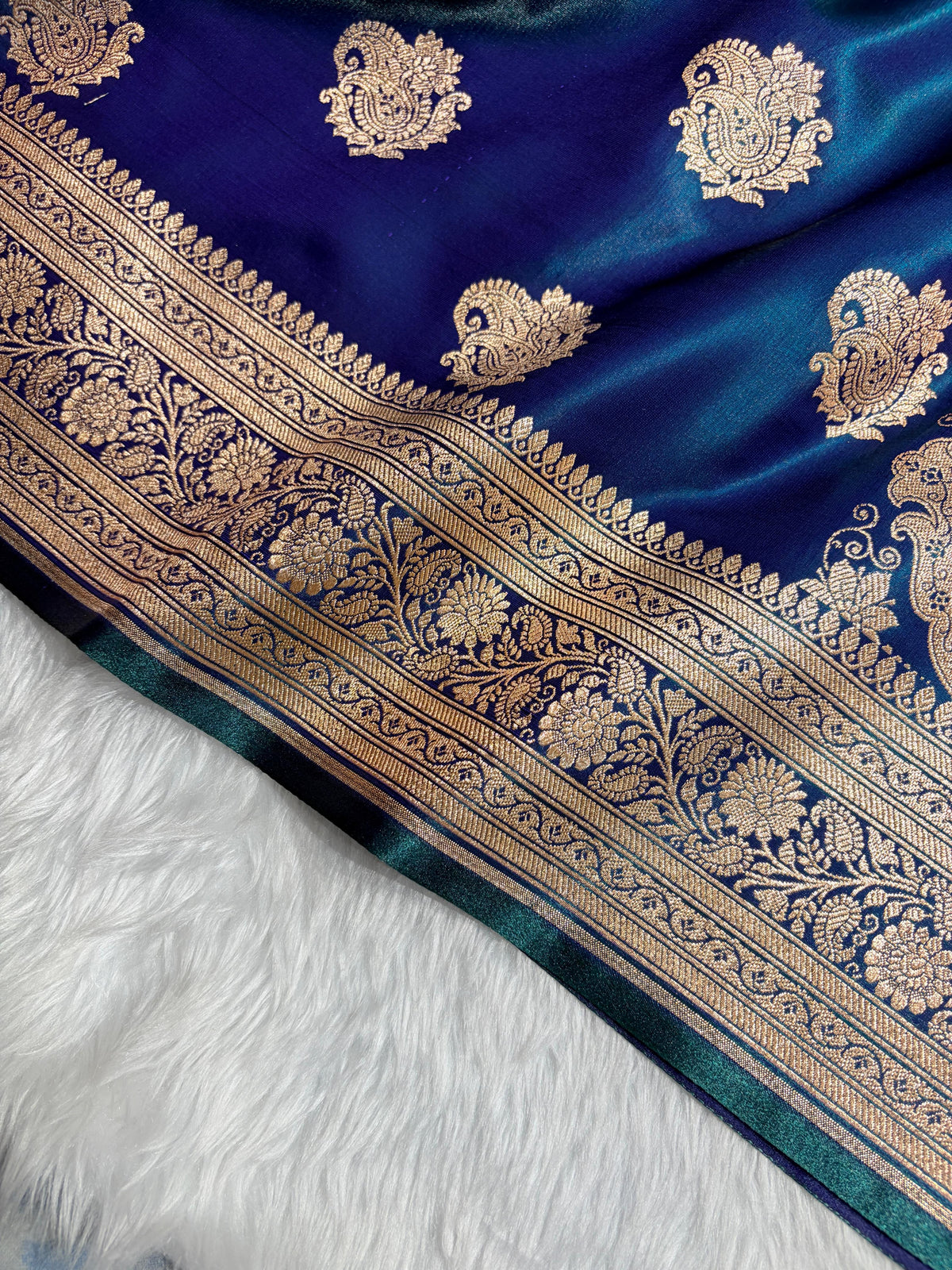Banarasi Light Weight Satin Silk Peacock Shades SS71