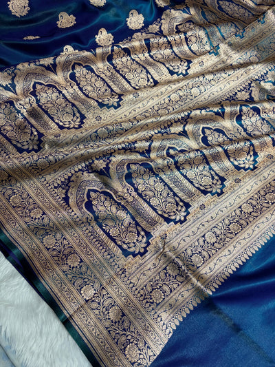Banarasi Light Weight Satin Silk Peacock Shades SS71
