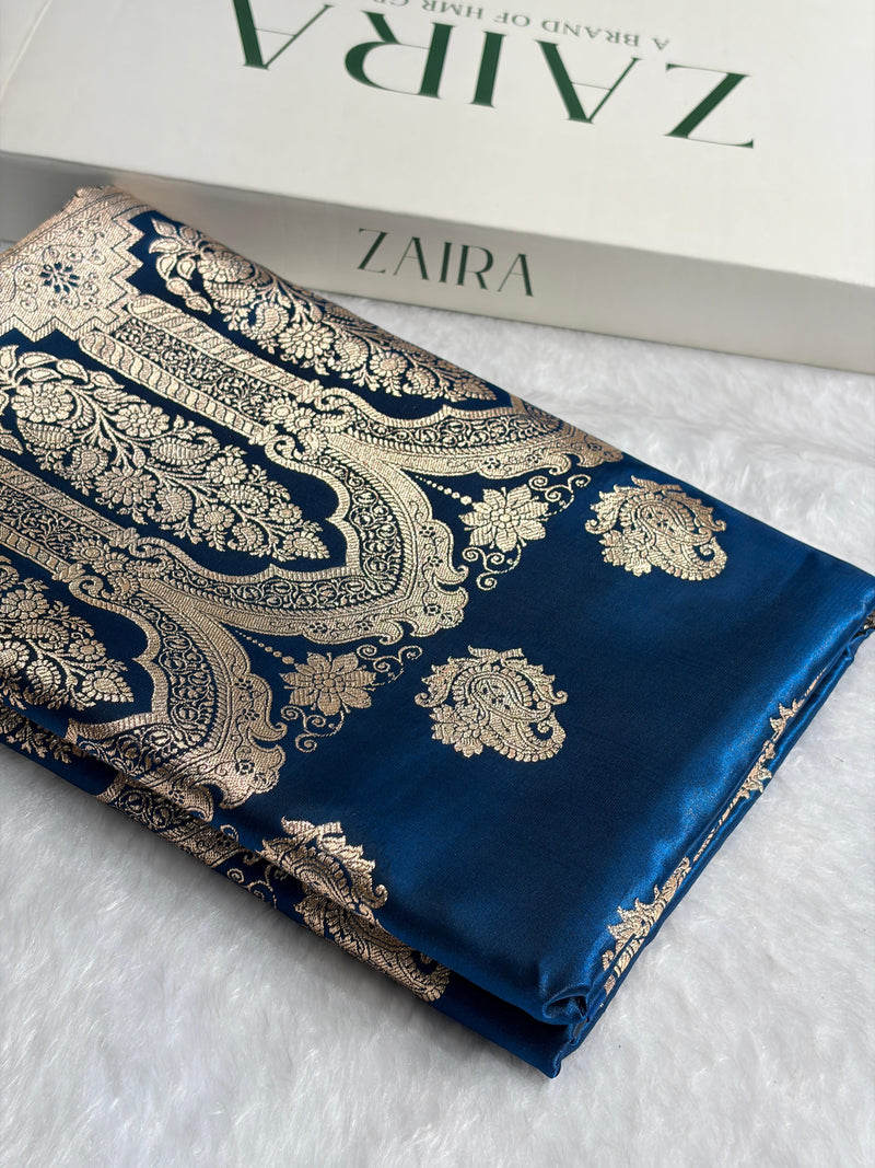 Banarasi Light Weight Satin Silk Royal Blue SS71