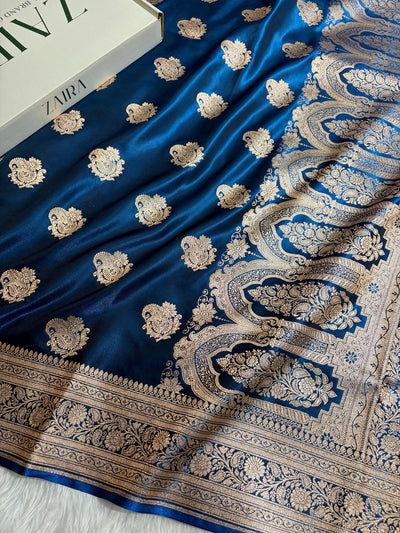 Banarasi Light Weight Satin Silk Royal Blue SS71