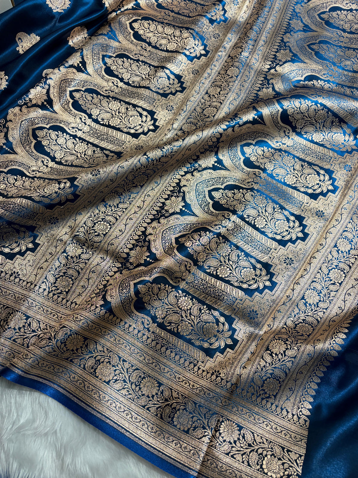 Banarasi Light Weight Satin Silk Royal Blue SS71