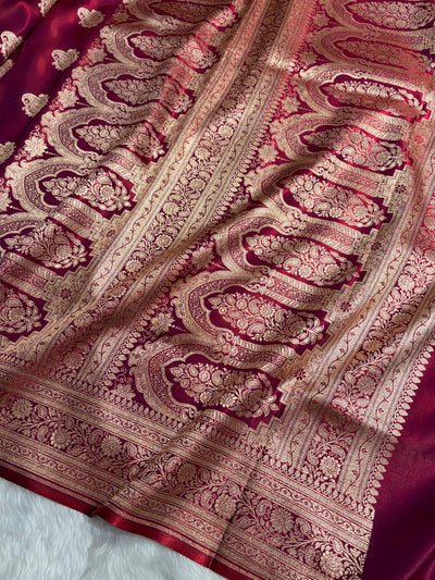 Banarasi Light Weight Satin Silk Rani Pink Shades SS71