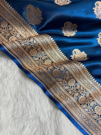 Banarasi Light Weight Satin Silk Royal Blue SS71