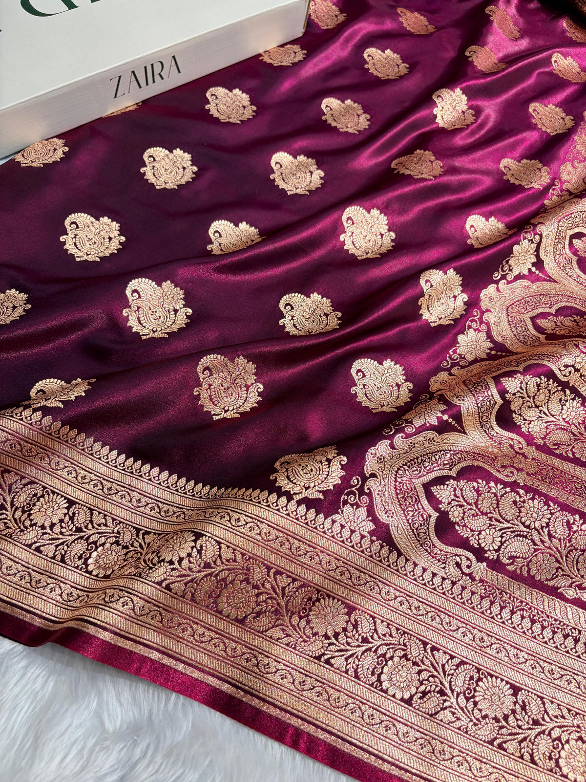 Banarasi Light Weight Satin Silk Wine Shades SS71
