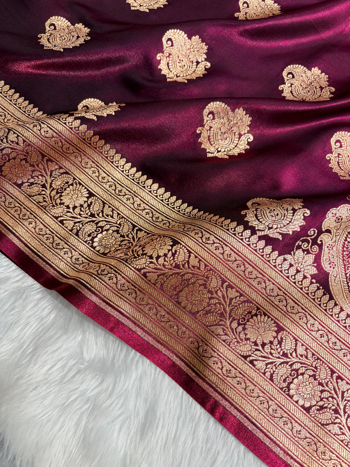 Banarasi Light Weight Satin Silk Wine Shades SS71