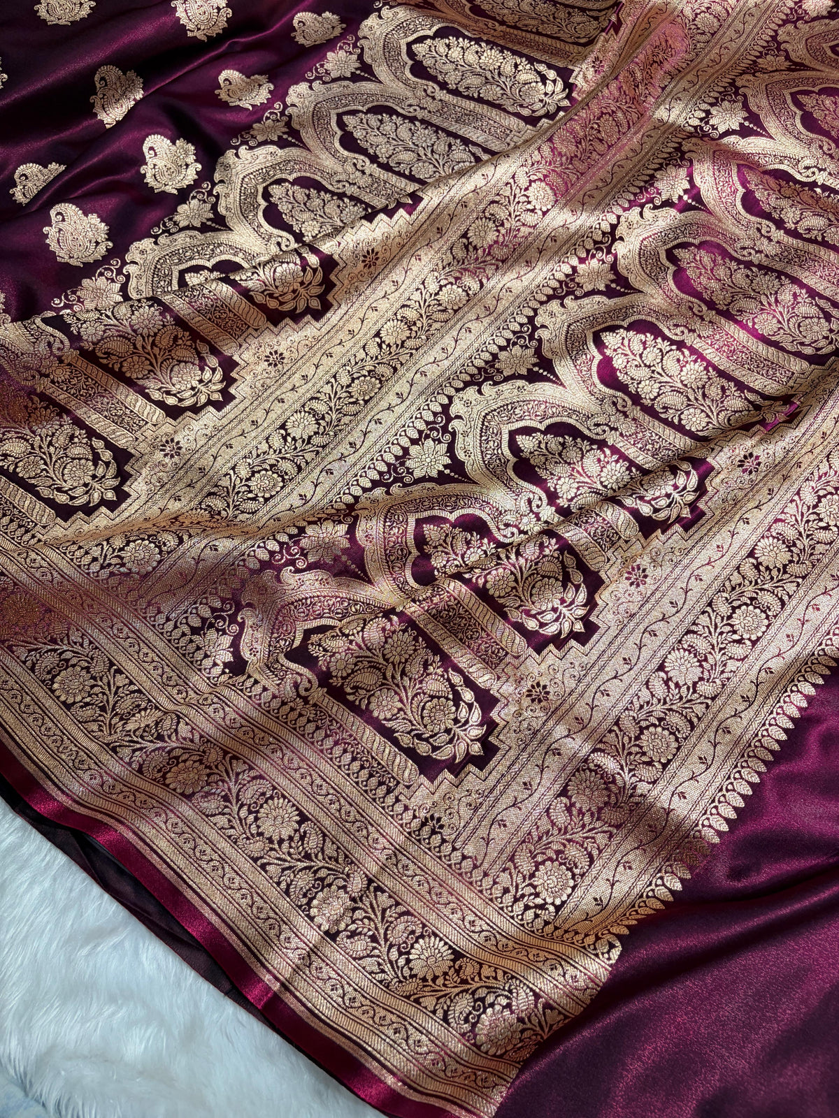 Banarasi Light Weight Satin Silk Wine Shades SS71