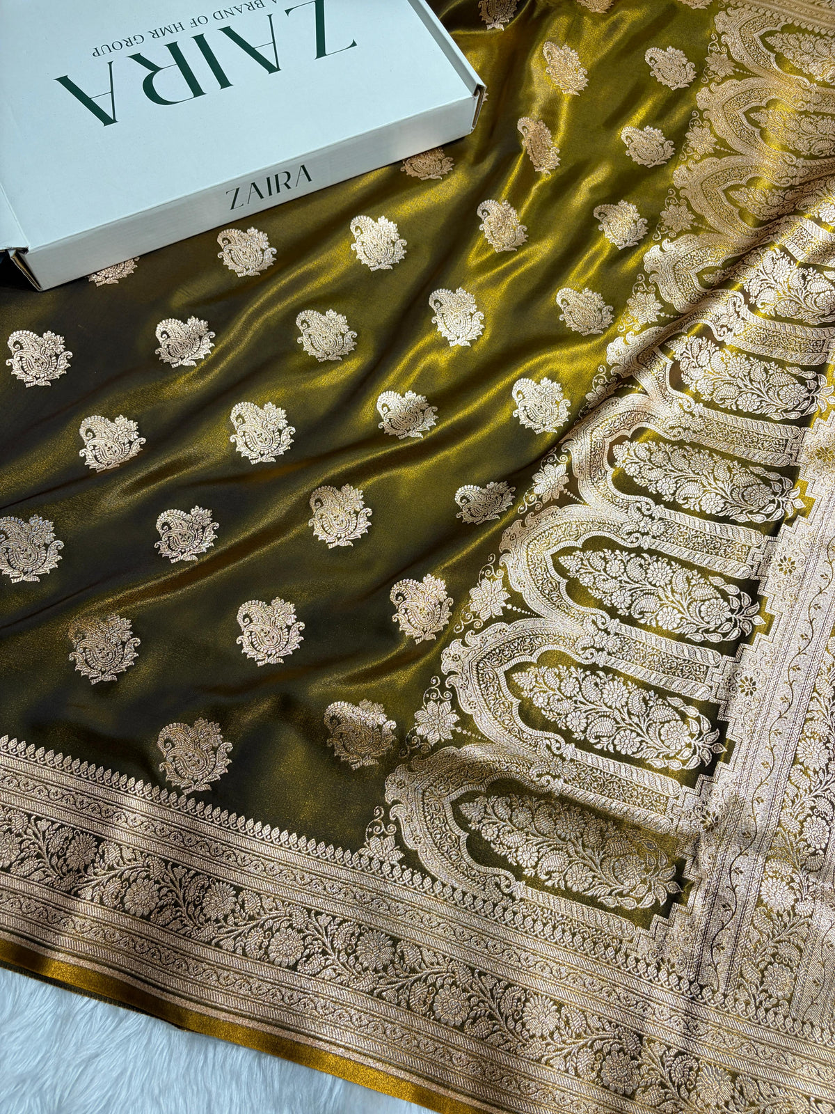 Banarasi Light Weight Satin Silk Mahendi SS71