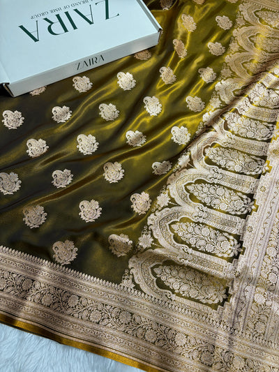Banarasi Light Weight Satin Silk Mahendi SS71