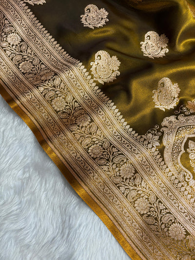 Banarasi Light Weight Satin Silk Mahendi SS71