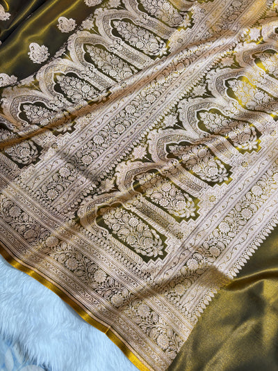 Banarasi Light Weight Satin Silk Mahendi SS71