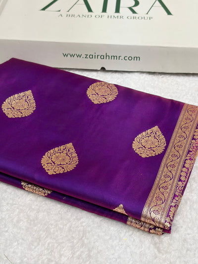 Banarasi Satin Silk Purple Boota SS05