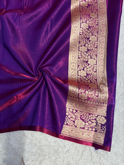 Banarasi Satin Silk Purple Boota SS05