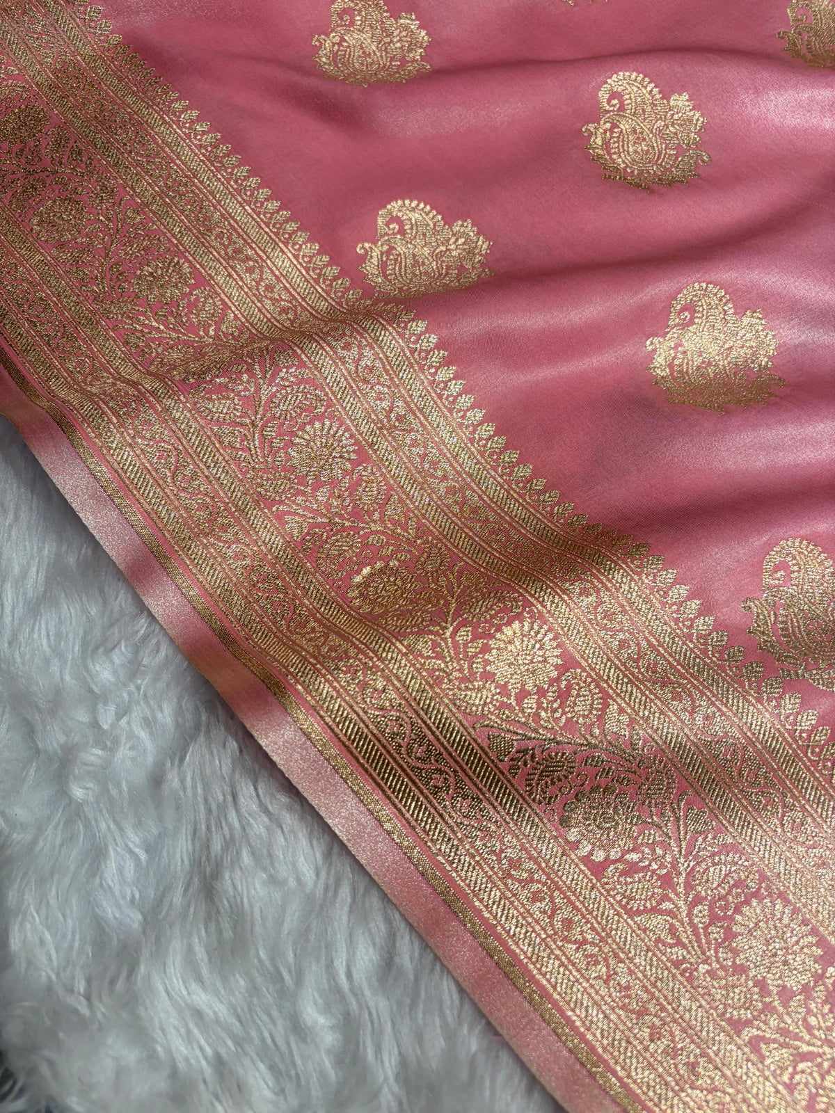 Banarasi Light Weight Satin Silk Baby Pink SS71