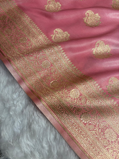 Banarasi Light Weight Satin Silk Baby Pink SS71