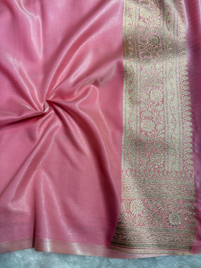 Banarasi Light Weight Satin Silk Baby Pink SS71