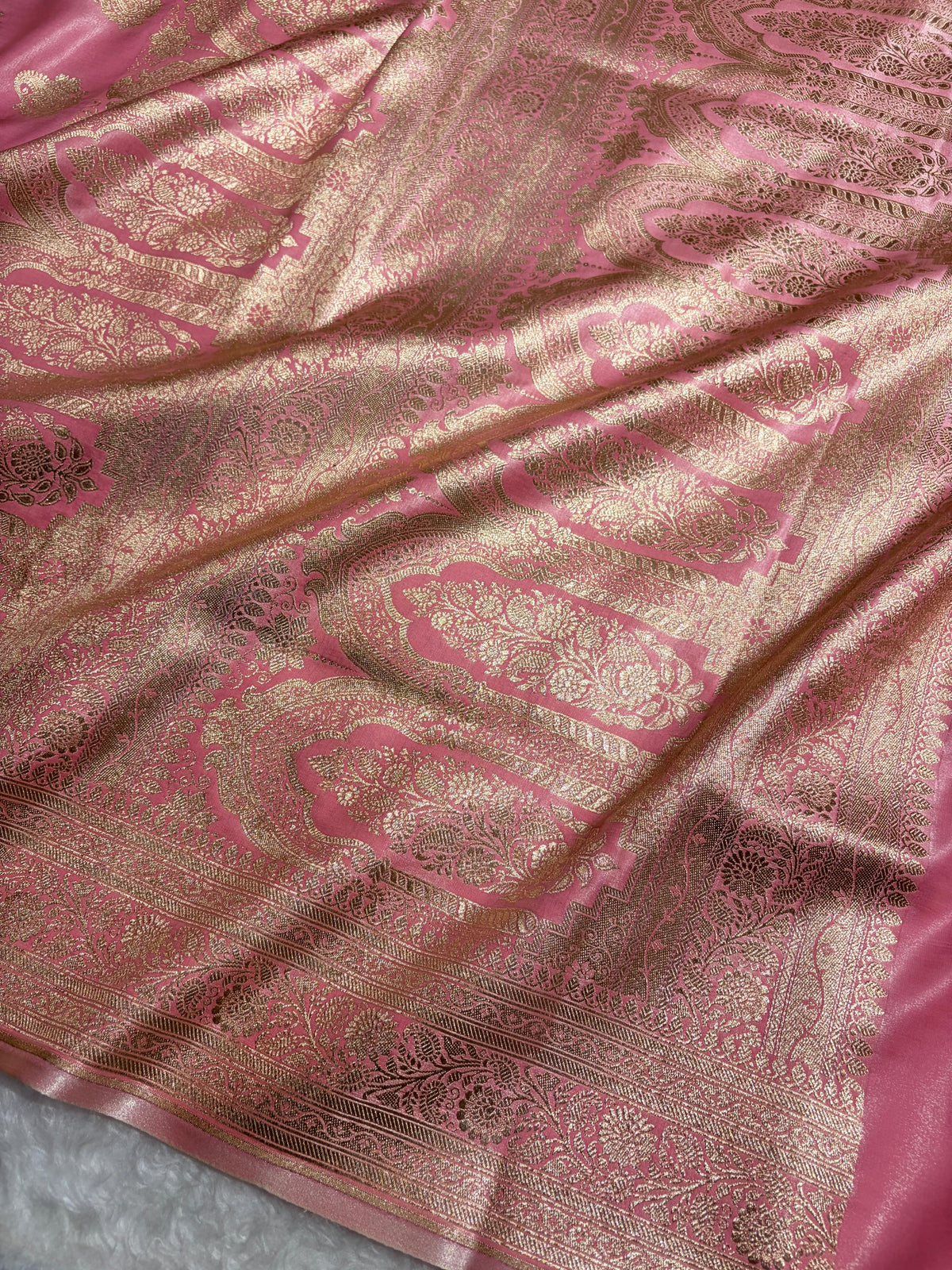 Banarasi Light Weight Satin Silk Baby Pink SS71