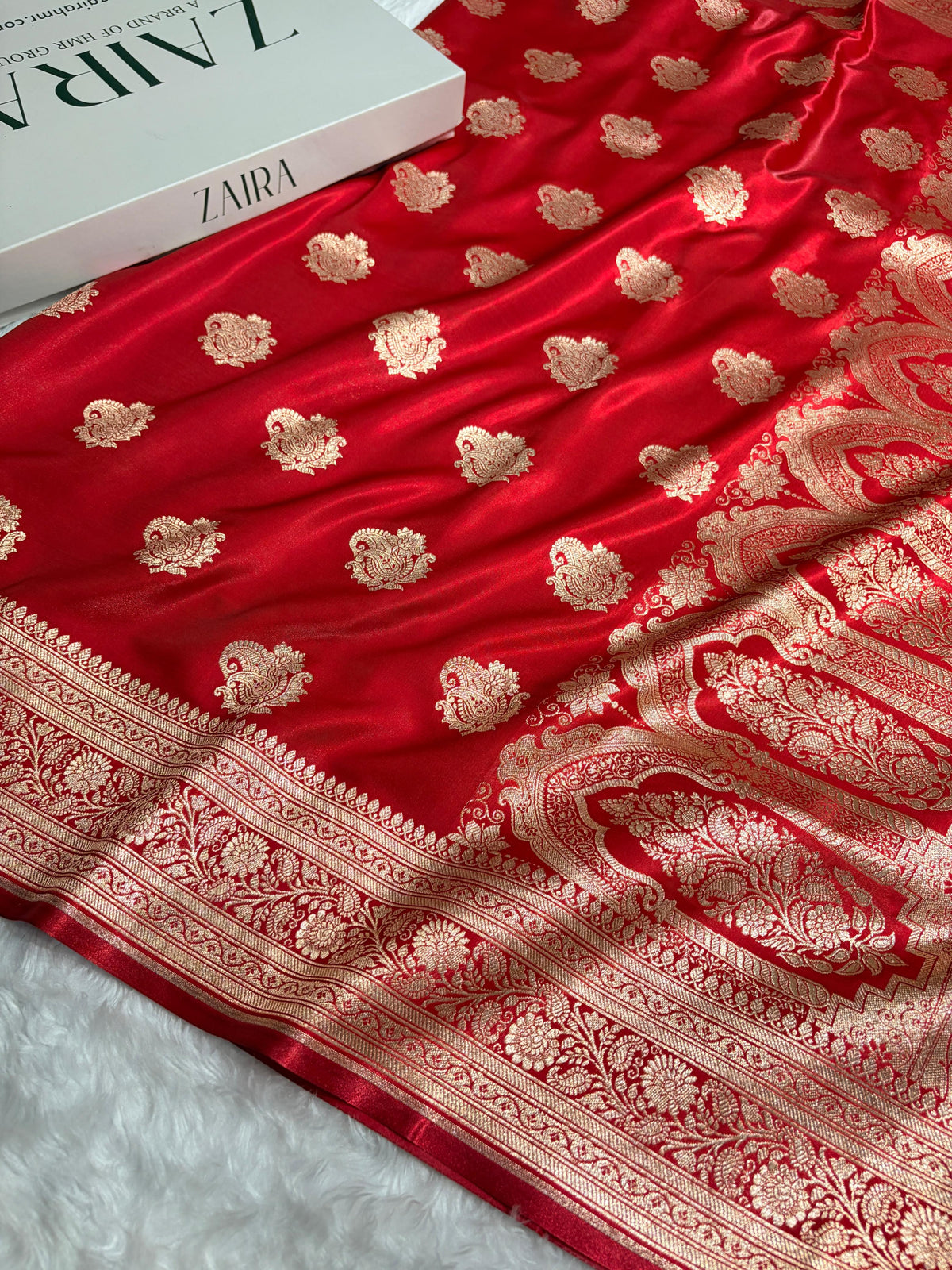 Banarasi Light Weight Satin Silk Red SS71