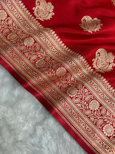 Banarasi Light Weight Satin Silk Red SS71