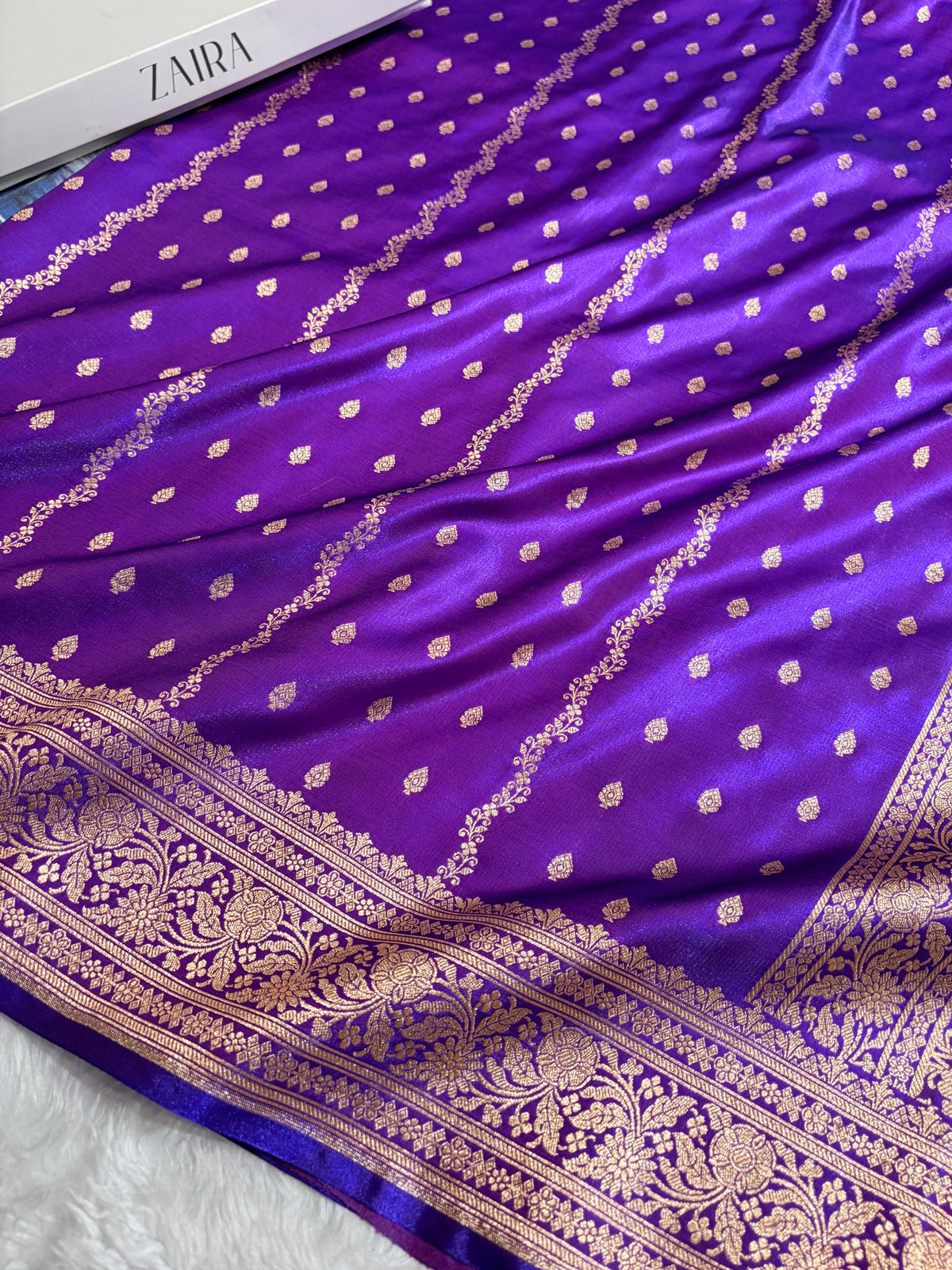 Banarasi Light Weight Satin Silk Royal Purple Shades SS70