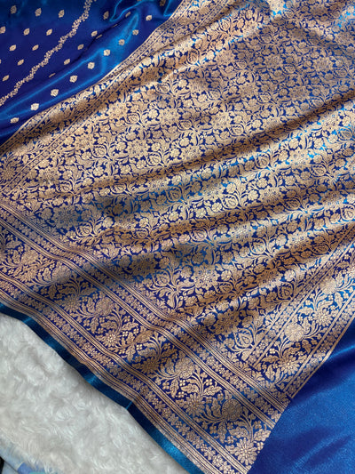 Banarasi Light Weight Satin Silk Royal Blue Shades SS70