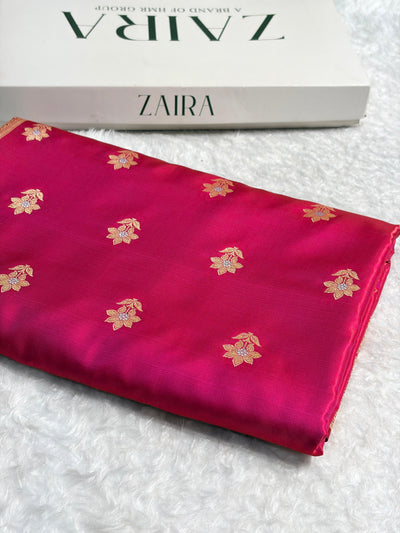 Magenta Pink Shades Minakari Boota Pattern Banarasi Satin Silk Saree SS44