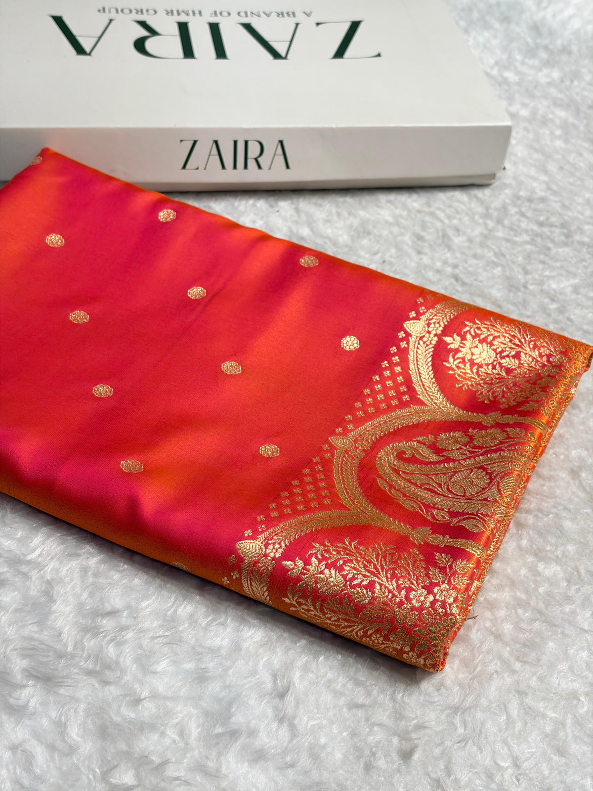 Satin Silk Saree Banarasi Booti in Orange Shades SS29