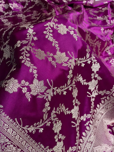 Banarasi Cross pattern in Wine Shades Mashru silk saree MCS115