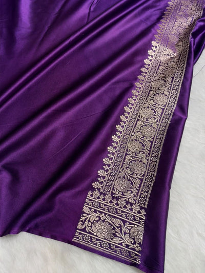 Banarasi Cross pattern in Purple Shades Mashru silk saree MCS118
