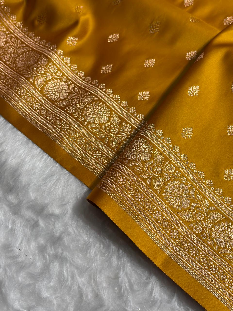 Banarasi Boota Katan Silk Saree In Mustard Shades SK03