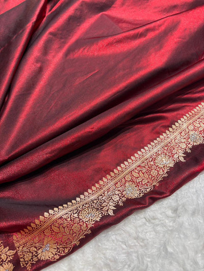Banarasi Bridal Satin Silk Meena Boota in Maroon Shades BSS38