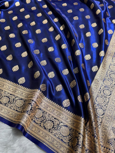 Banarasi Satin Silk Boota in Royal Blue  Shades SS03
